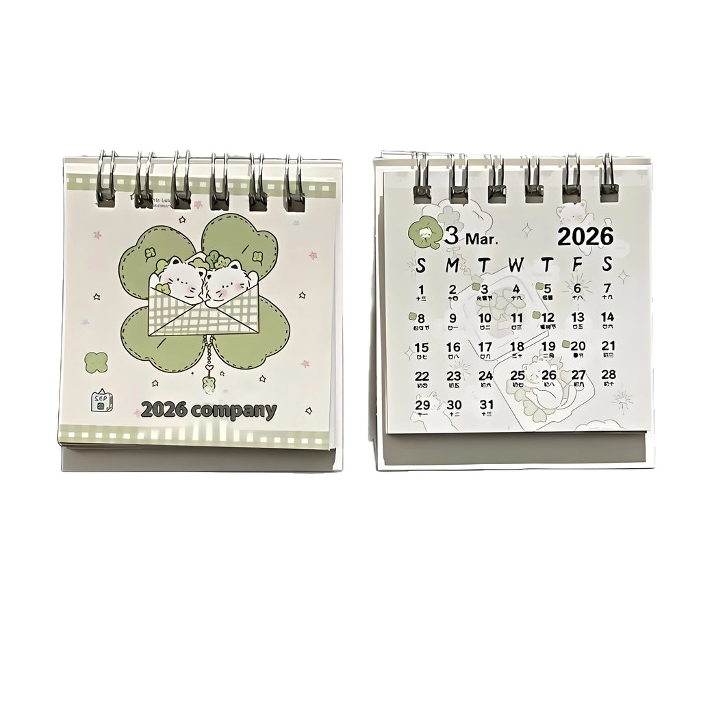 Lucky Cat Themed 2026 Mini Desktop Calendar Ins Style Decoration For Students Office Desk Organizer Cute Schedule Planner