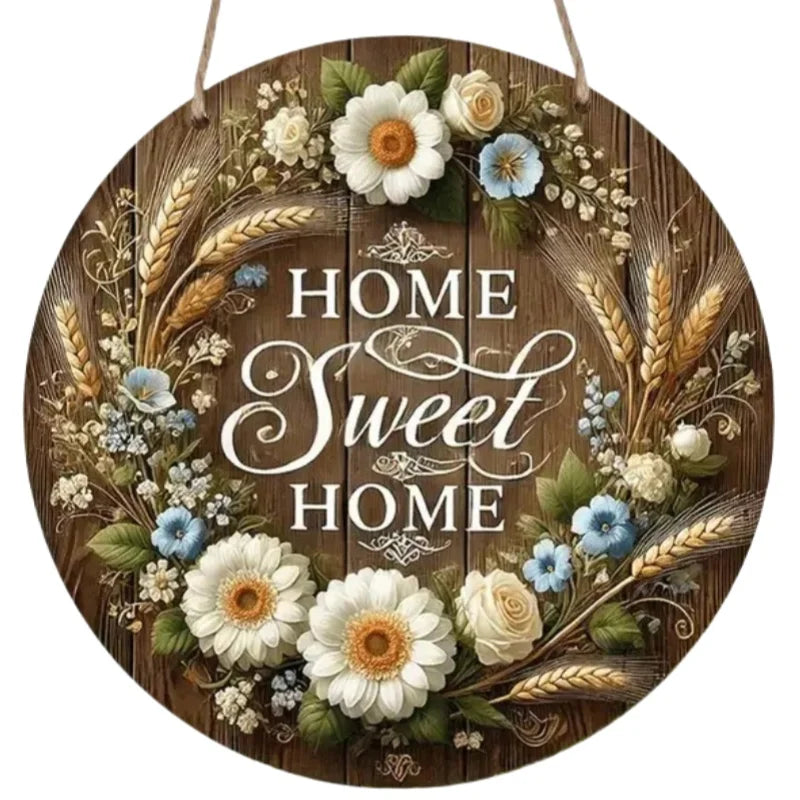 Vintage Home Is A Sweet Circular Wooden Sign Hanging, Suitable for Home, Living Room, Garden, Room, Porch Decoration, Gifts