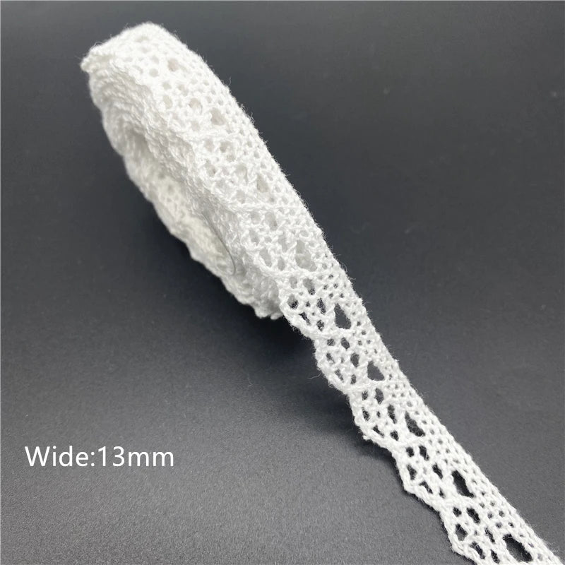 10mm-50mm 2yards White 100%Cotton Lace Ribbon For Apparel Sewing Fabric Trim Cotton Crocheted Lace Ribbon Handmade Accessories