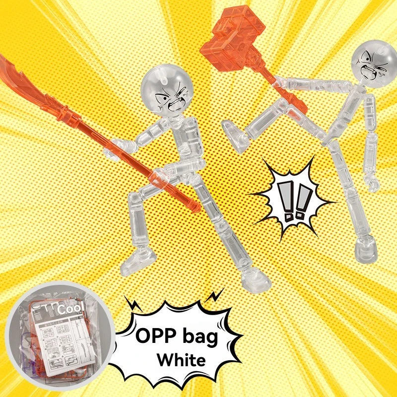 Articulated Stickman Action Figure with Movable Joints Cool Poseable Model Kit Gift for Boys Building Blocks Assembly Toys