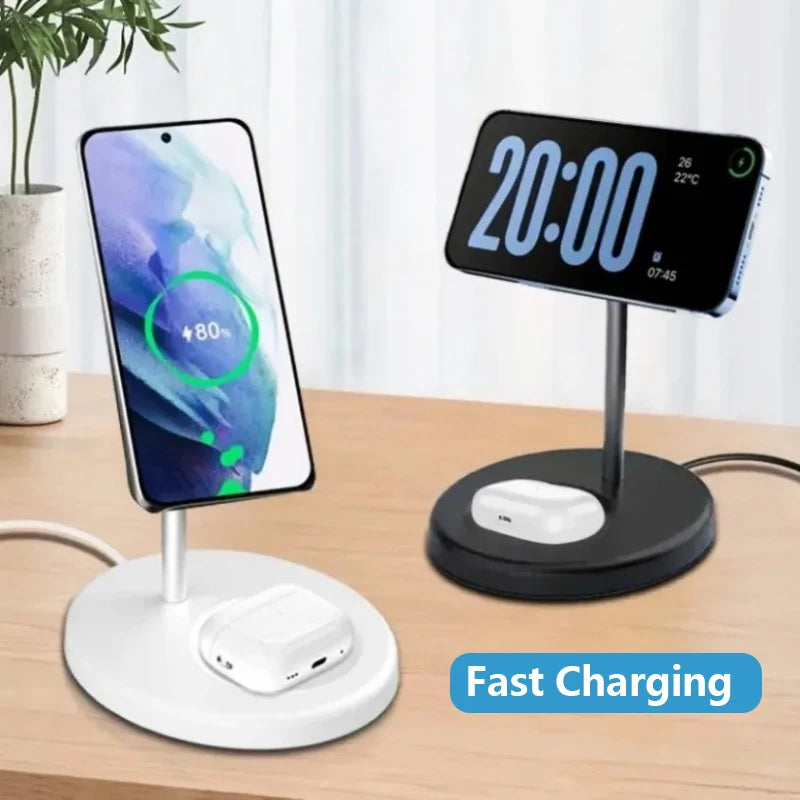2-in-1 Magnetic Wireless Charger Stand for iPhone 17 16 15 14 13 12 AirPods 4/3 Pro for MagSafe Fast Wireless Charging Stantion