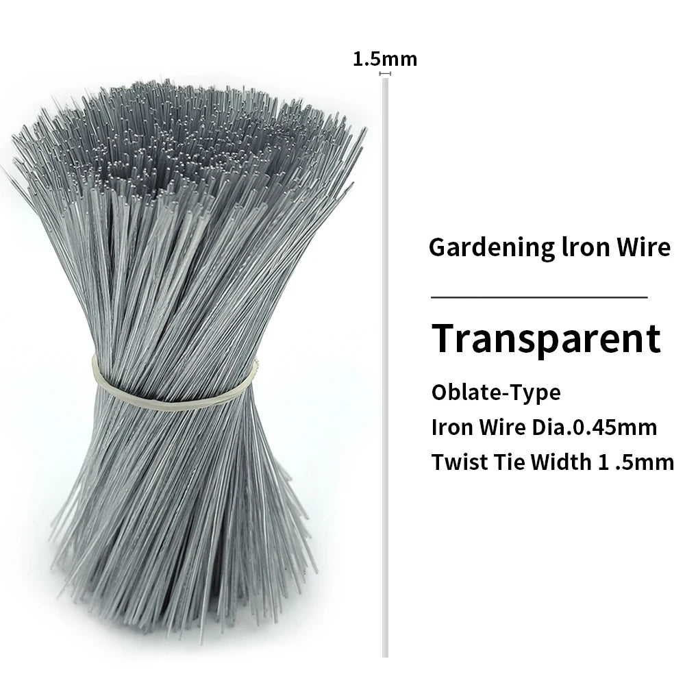 100PCS Gardening Cable Ties Reusable Oblate Iron Wire Twist Tie for Flower Plant Climbing Vines Multifunction Coated Fix Strings