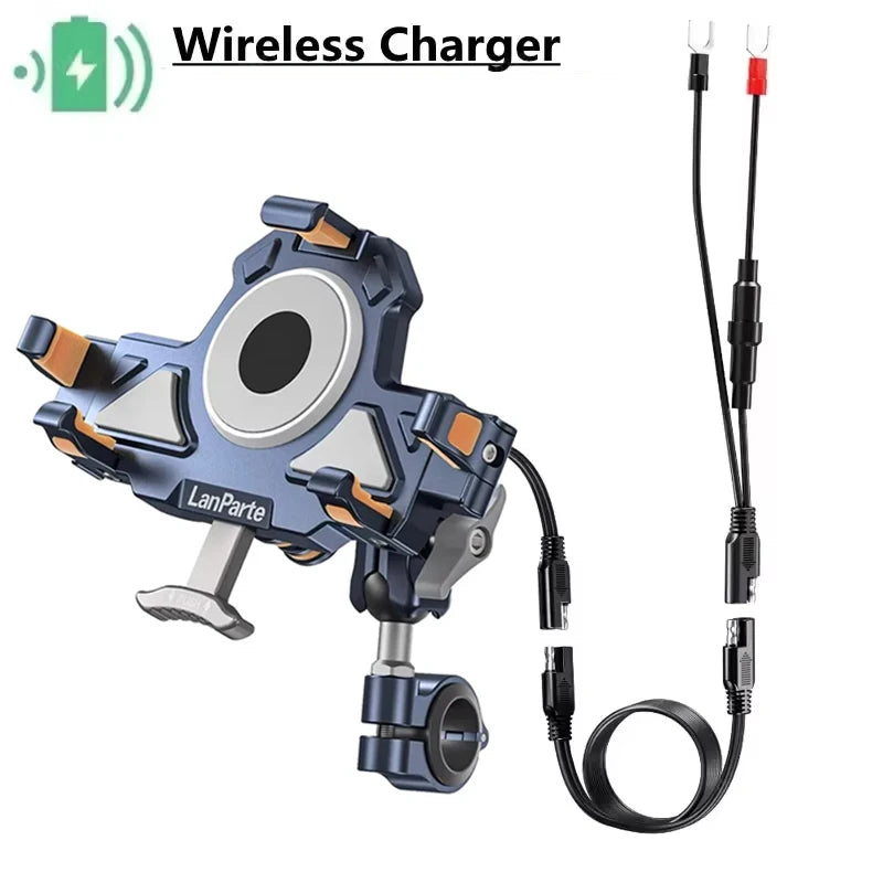 Metal Shockproof Motorcycle Phone Holder 4 Vibration Dampener 15W Wireless Charger Fast Charging Motorbike Bicycle Bike Stand