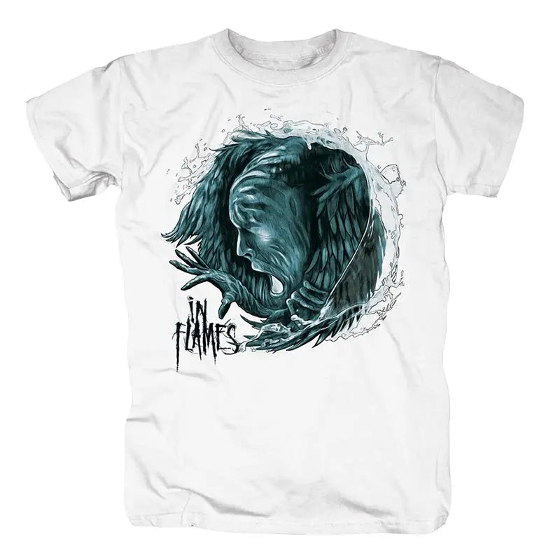 Y2k in Flames Band's Swedish Metal Rock Men's Short-sleeved Pure Cotton Printed T-shirt From An American/European Trendy Brand