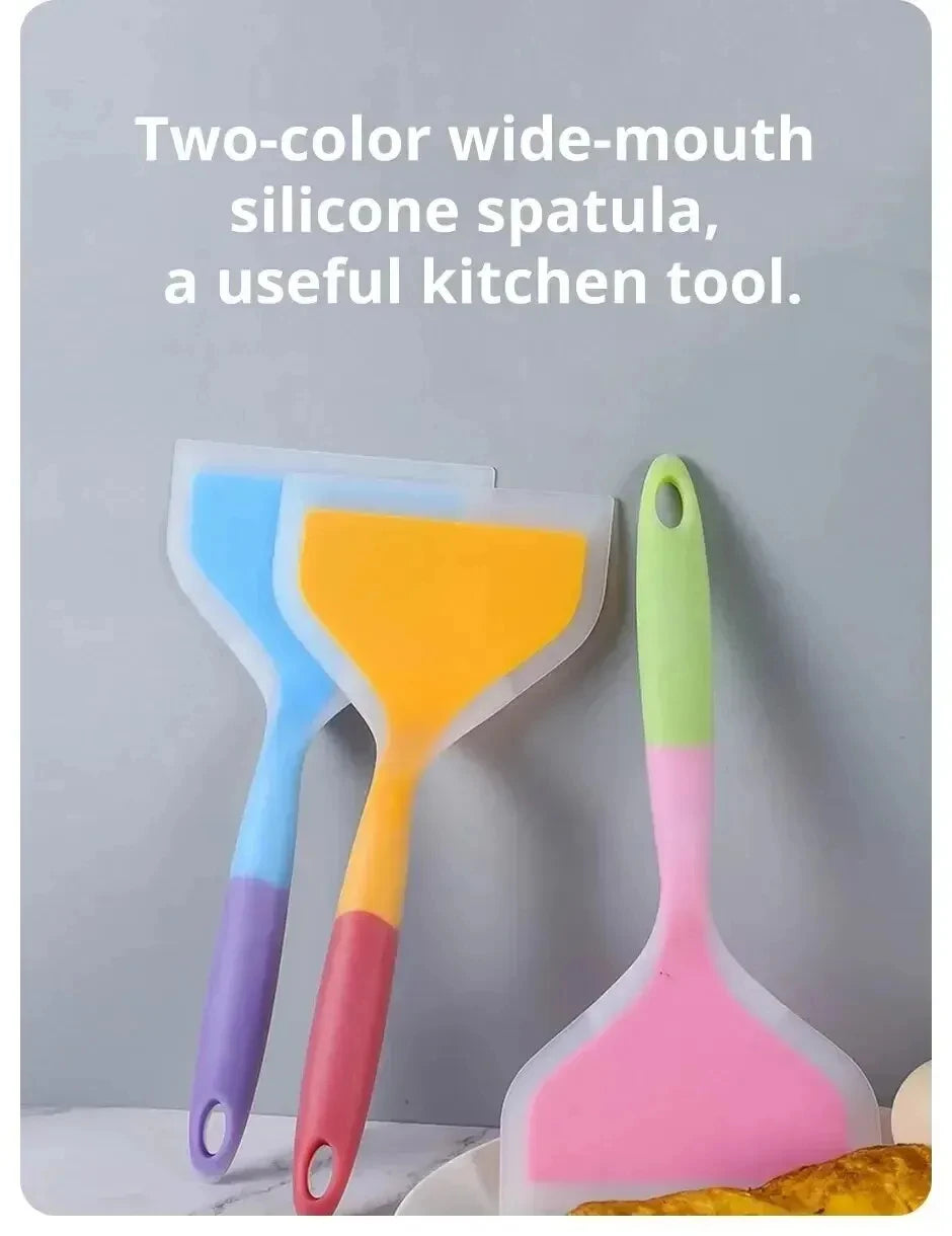 Random Color Pancake Spatula Silicone High Temperature Resistant Beef Meat Egg Kitchen Scraper Wide Pizza Cooking Tools Shovel