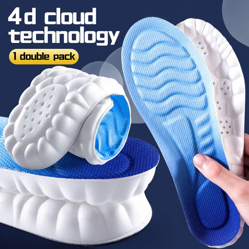 Sport Insoles 4D Latex Super Soft High Elasticity Shoe Pads Anti-pain Deodorant Cushion Arch Support Running Insoles Foot Insole