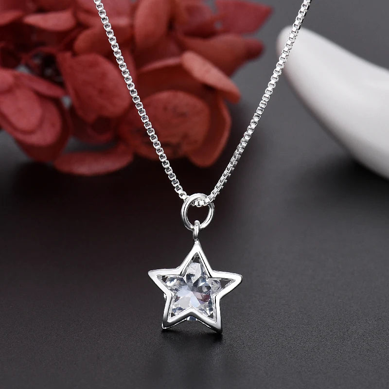 Arrive 40-60cm 18K Gold Crystal Star Charms Necklace Box Chain for