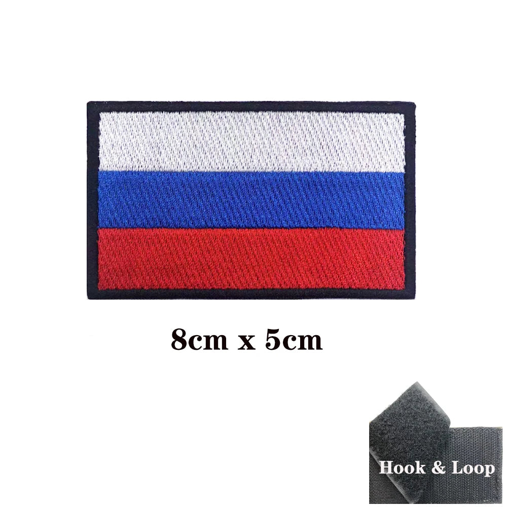 1PC Russian Flag Russia Armband Embroidered Patch Hook Loop Or Iron On Embroidery  Badge Cloth Military Moral Stripe
