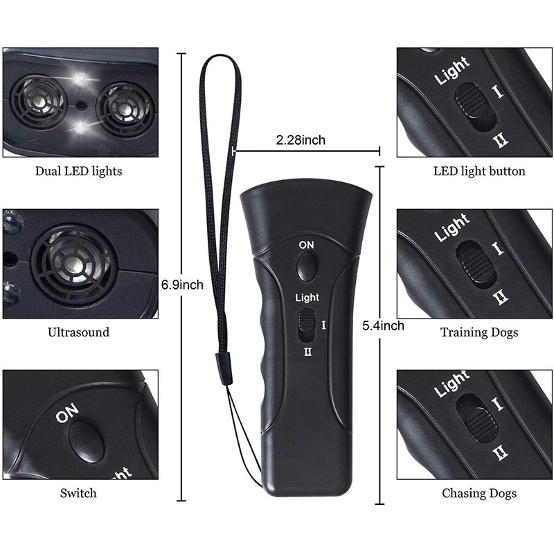 1PC Pet Dog Repeller Anti Barking Stop Bark Training Device Trainer LED Ultrasonic Anti Barking Ultrasonic Without Battery