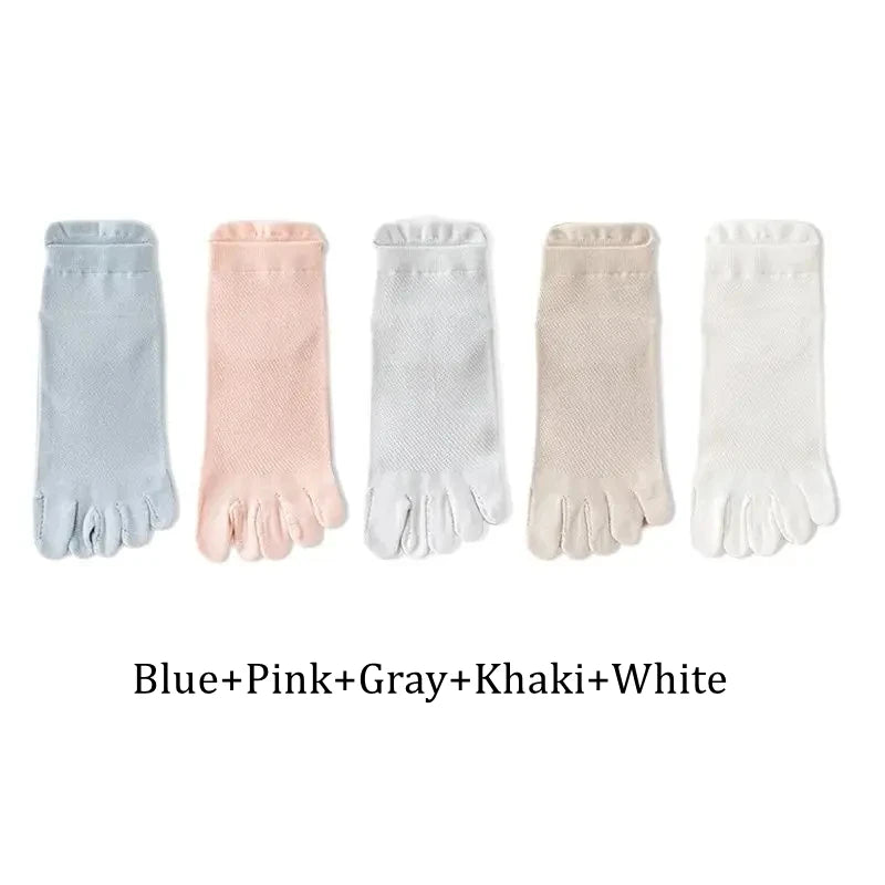Wiggle Socks 5 Pairs Summer Women Five Finger Socks 5 Candy - Cotton