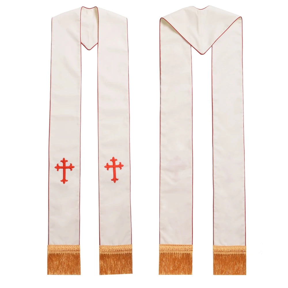 Clergy Black Stole Priest Cross Embroidered Costumes