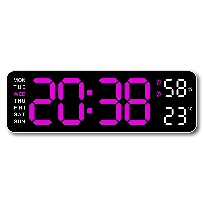 Hot 9 Inch Large Digital Wall Clock USB Powered TEMP Humidity Week Auto Dimmer DST Table Clock 12/24H Electronic LED Alarm Clock