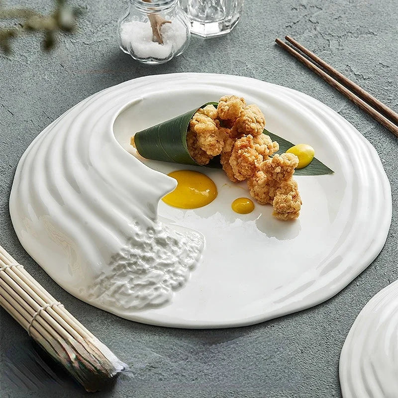 Creativity Hailang Stereoscopic Ceramic Tableware Special-shaped Western Food Flat Plate High-grade Cold Dishes Set In The Hotel