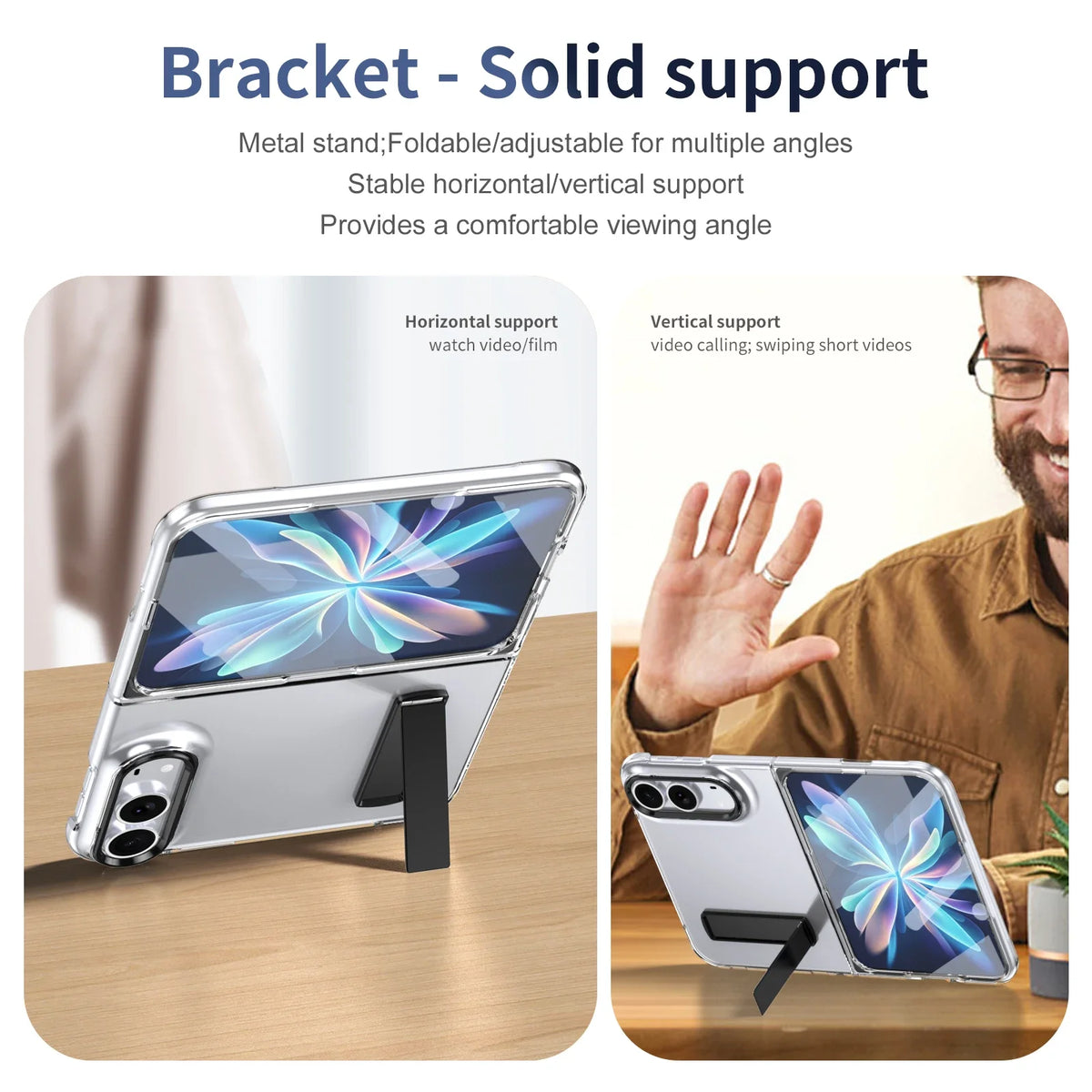 Stand Function Case for Iphone Duo Iphoneduo Anti-Drop Glass Film Hard Strong Full Protection Cell Phone Accessories