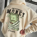Men Money Skeleton Hand Graphic Hoodie Dollar Bill Print Oversized