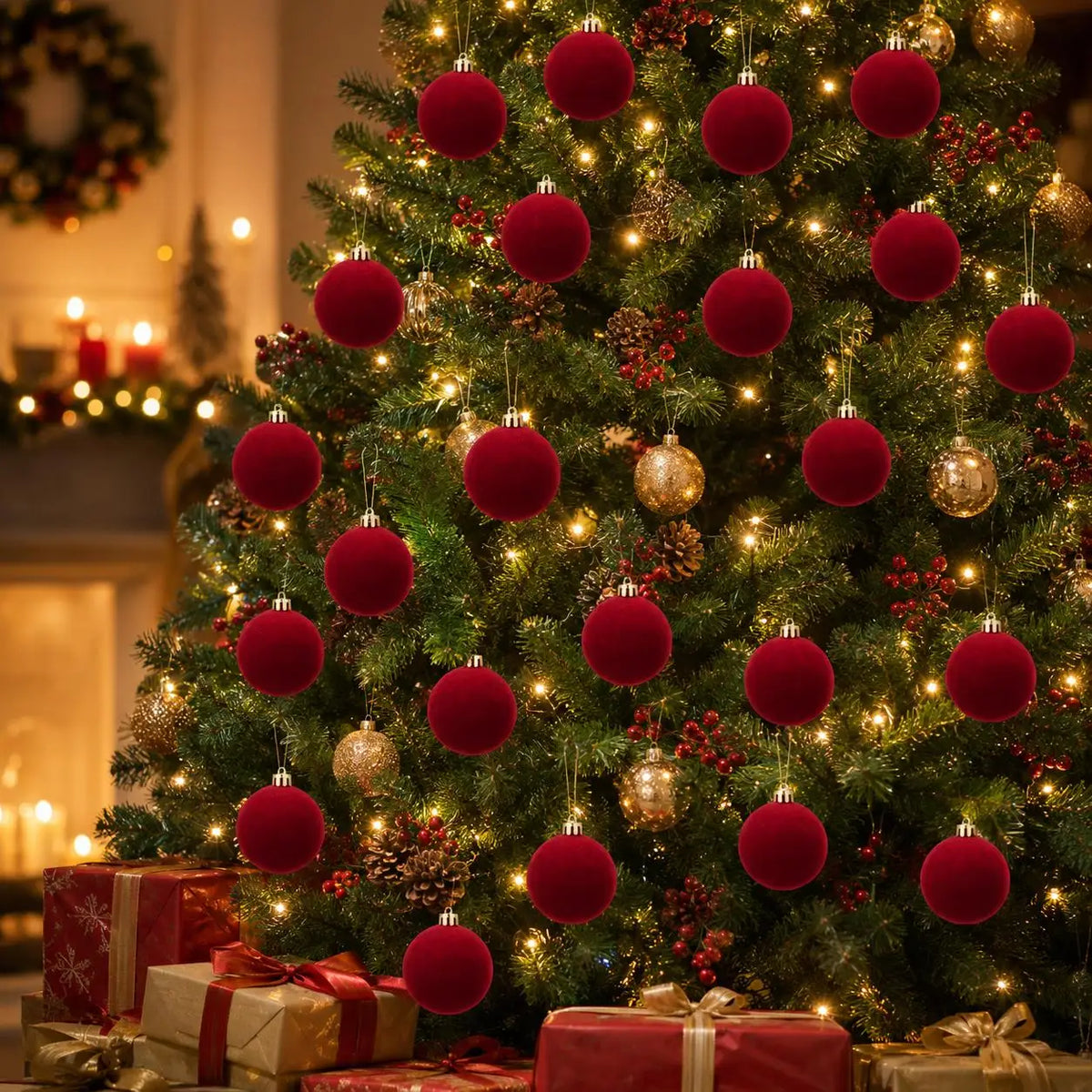 Burgundy Velvet Christmas Balls