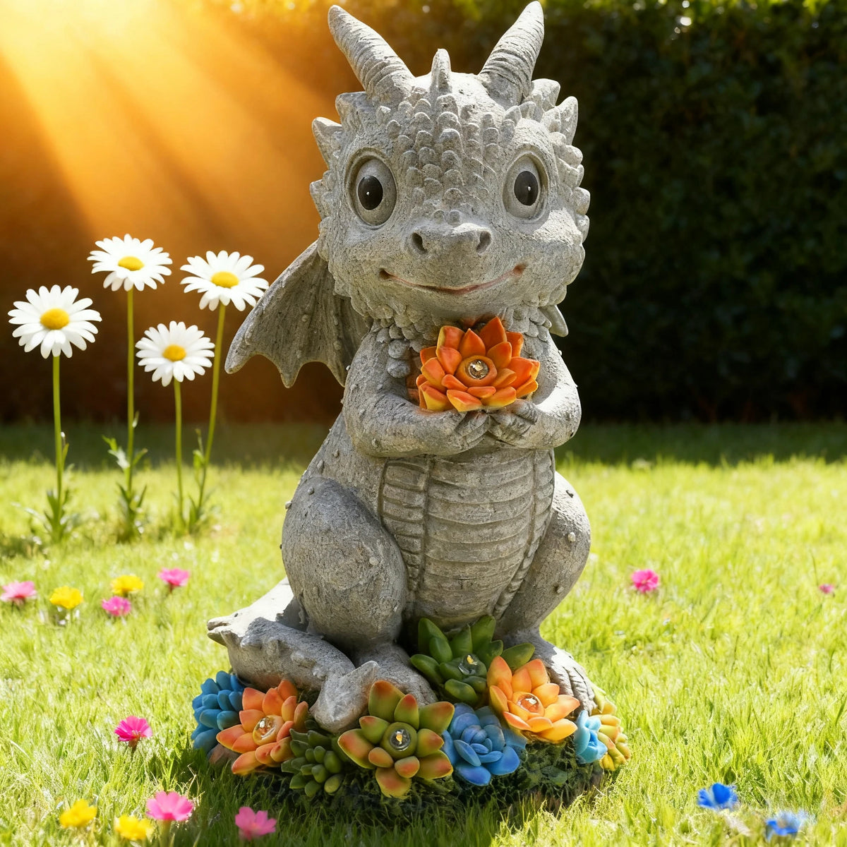 Solar Garden Turtle/elephant/dragon Can Statue Light Garden Statue