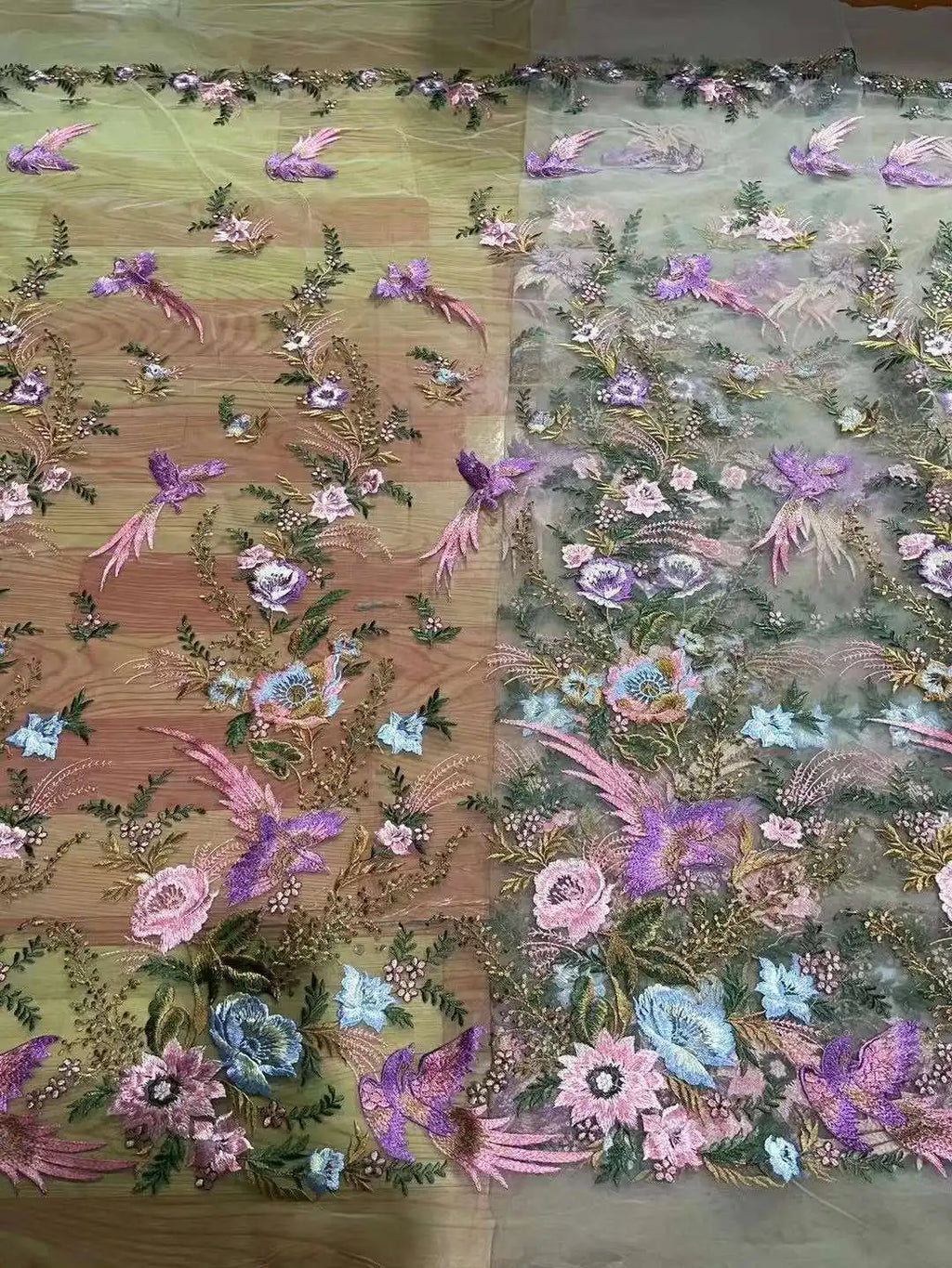 Fabric for Sewing Embroidery Birds Fabric Material for Clothes by Yard Fabric for Needlework Tulle Lace NEW 2023