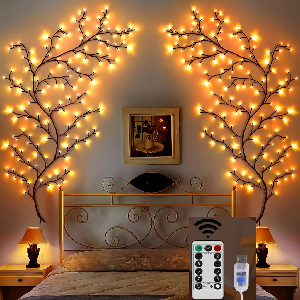 72/96/144LEDS USB Willow Vine Branch Lights 8 Modes Warm