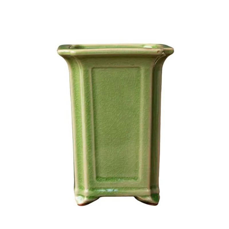 Creative Geyao Ice Crack Chinese Style Orchid Plant Pot Flowerpot Desktop Ornaments Vase Bonsai Container Planter Home Decor