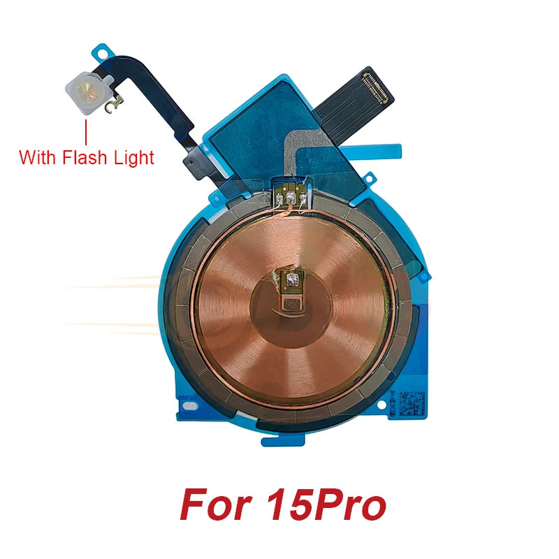 Wireless Charging Coil Sticker With Flash light Flex Cable For iPhone 14 15 16 Plus Pro Max Promax Wireless Charger Repair (1PC)