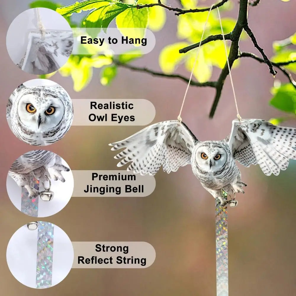 Waterproof Bird Scarer Acrylic Simulation Owl Bird Repellent Pest Control Artificial Scarecrow With Reflective