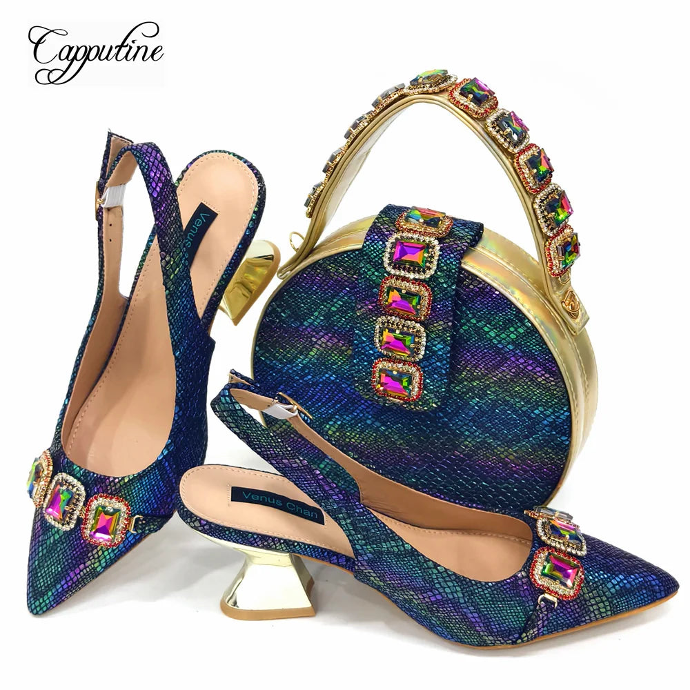 Wine Women Shoes And Bag Set Luxury African Ladies