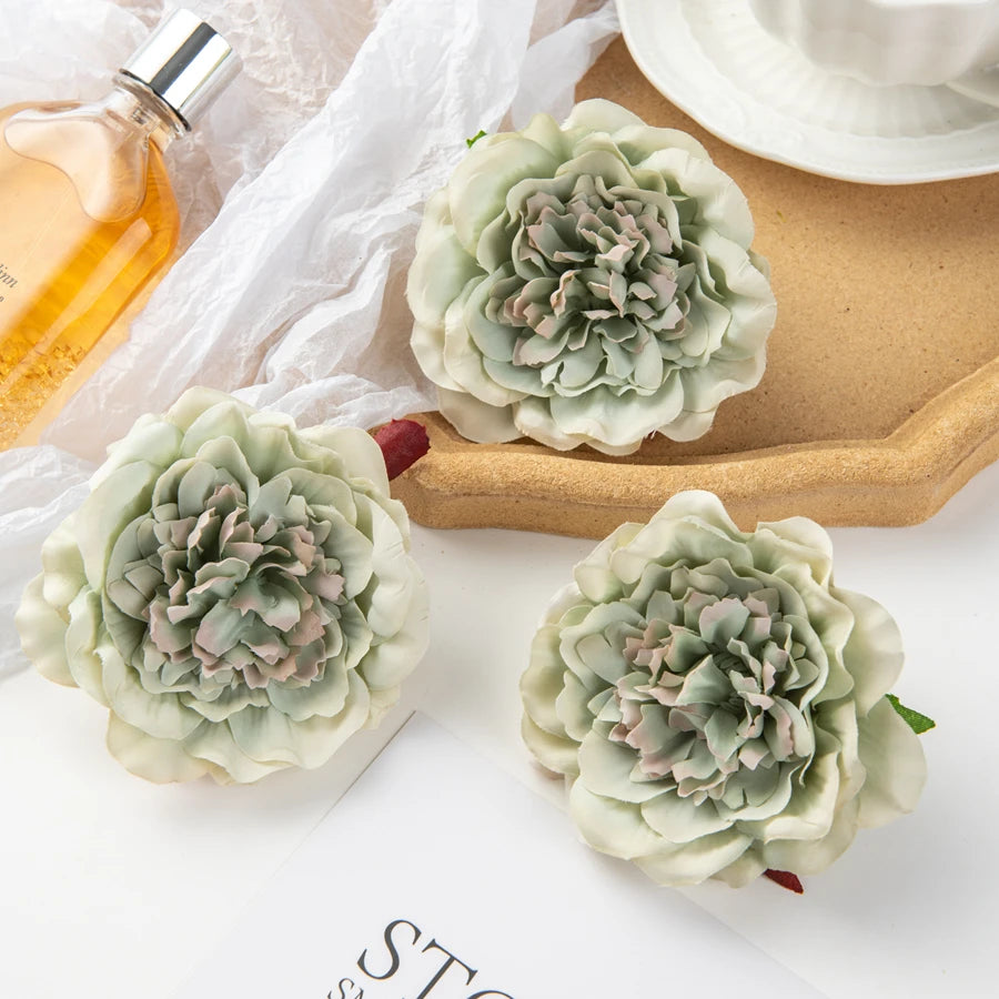 5/10Pcs Silk Dahlias Artificial Flower Home Decor Wedding Diy Rose Arch Christmas Garland Material Fake Peony Bridal Accessories