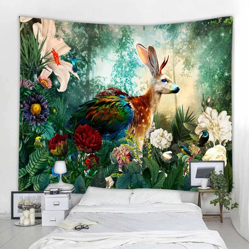 Aesthetic Home Decor Tapestry Beach Towel Yoga Mat Blanket Table Cloth Tapestry Tropical Jungle Animals Wall Hanging Tapestry