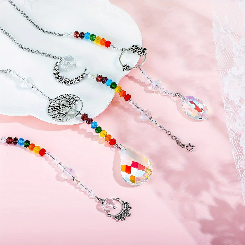 7 Pieces Sun Catcher Crystals Colorful Hanging Prism Suncatcher Window Ornament Beads Chain Sphere Chandelier Pendants for Home