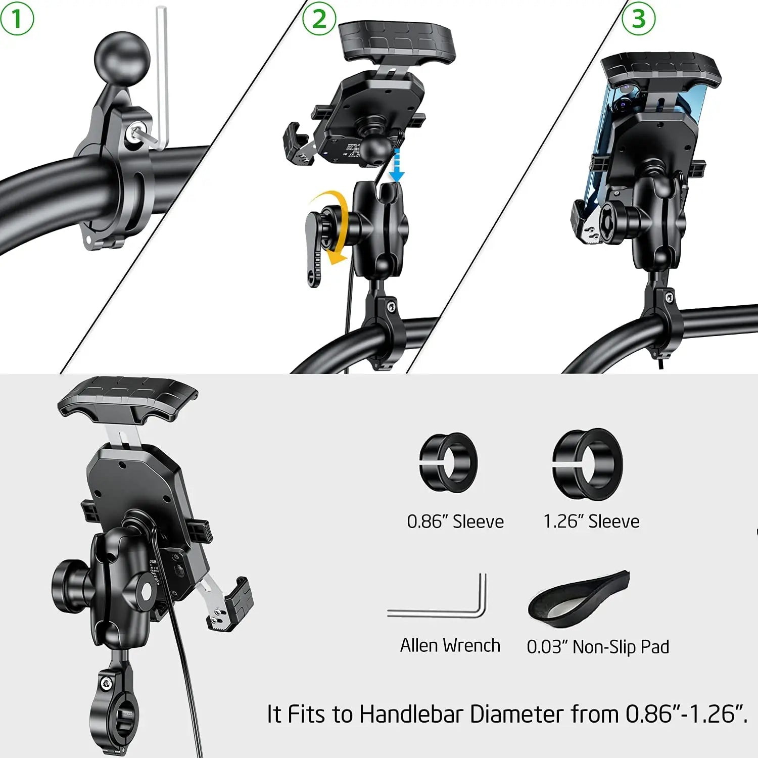 2022 Upgraded 12V Motorcycle Phone Holder 20W Type C PD Quick Charger 15W Wireless Charger Cradle Holder for 4.0-7.0" Cellphone