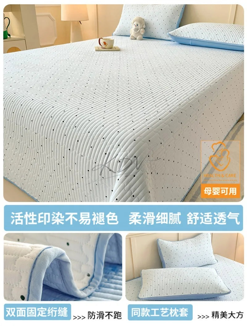 Thickened Quilted Bedspread for Single Double Bed Floral Soft Breathable Summer Quilt Machine Washable Dust-proof Bed Cover Set