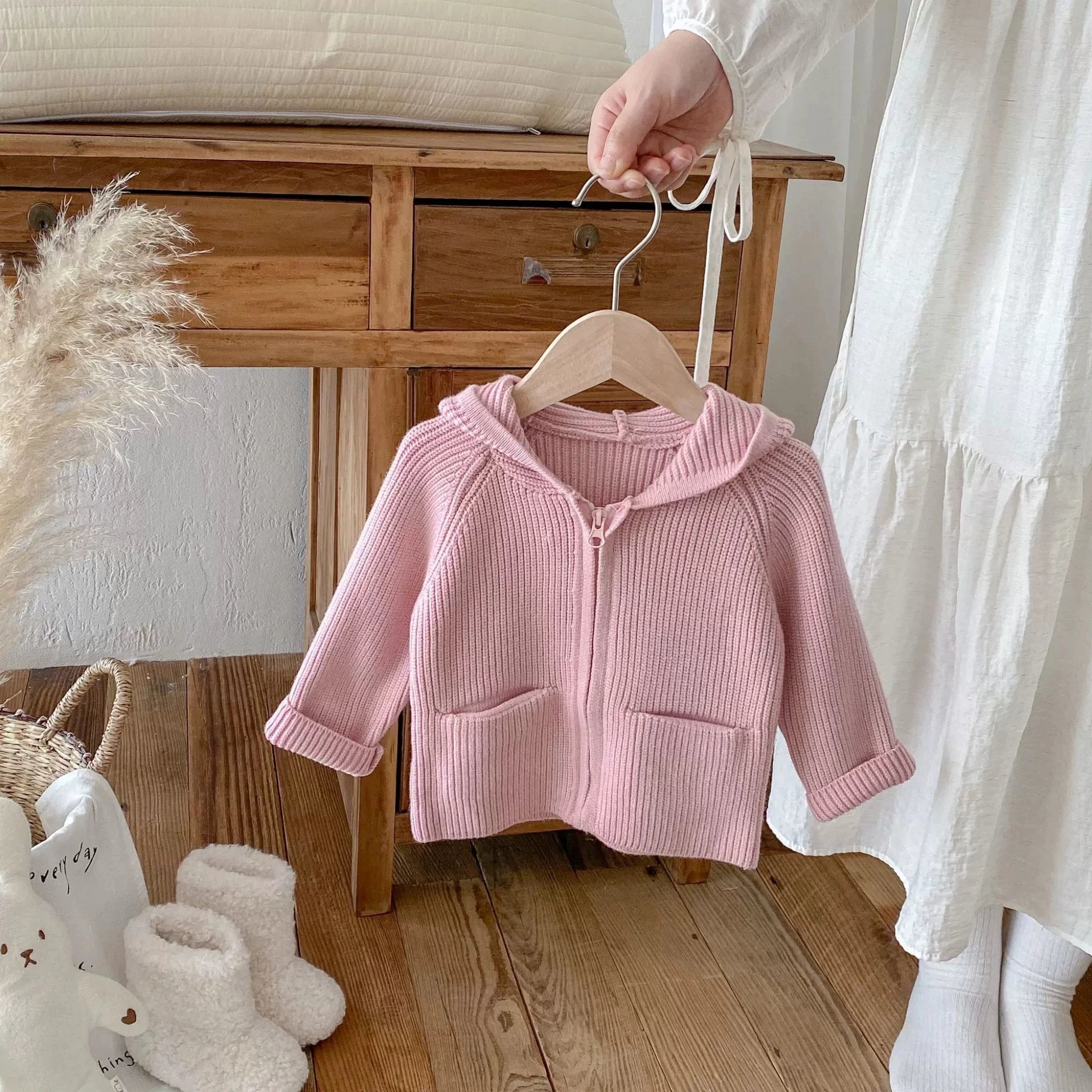 Autumn Baby Girls Hoodie Jacket Kids Sweater Long Sleeve Knitted Cardigan T-Shirt Children Tops Zipper Sweatshirt Child Coat