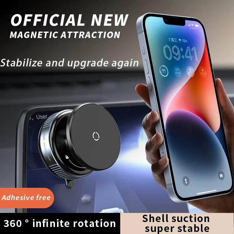 Universal Car Phone Holder Vacuum Suction Cup Strong Magnetic Adsorption 360°Phone Bracket For Gym Kitchen Car Navigation Stand