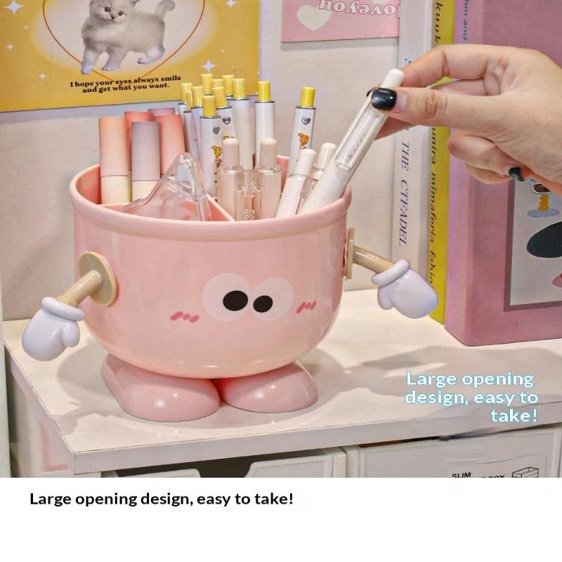 Creative Big Eyes Pencil Holder With Hook Table Stationery Storage Box Pen Holder Rack Student Children Girls Desk Organizer