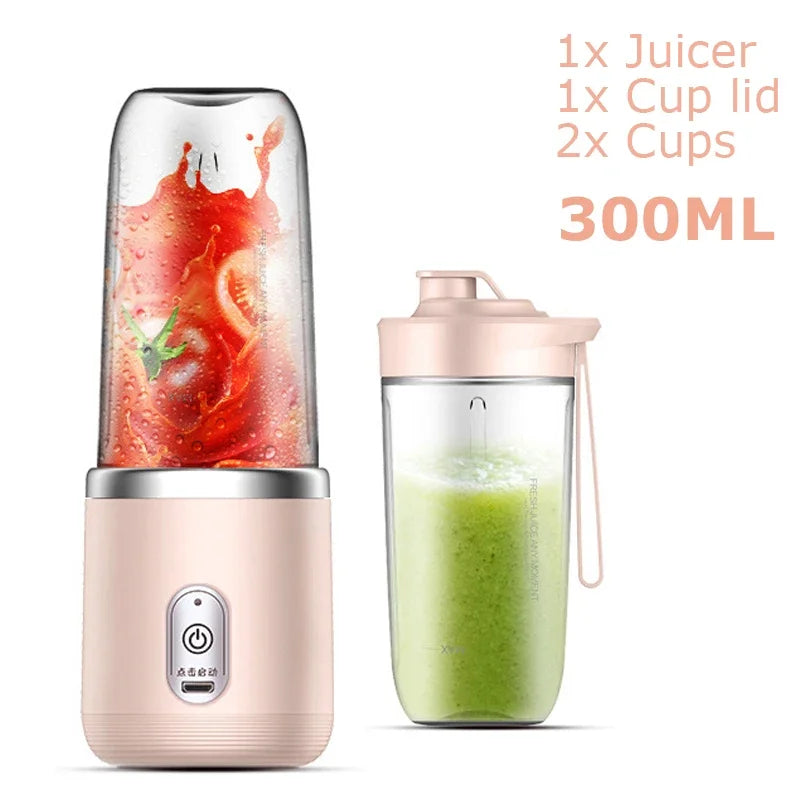 Juicer Cup Set Portable Mixer with 6 Blades Mixer Machine Automatic Smoothie Blender Lemon Orange Fruit Squeezer Travel