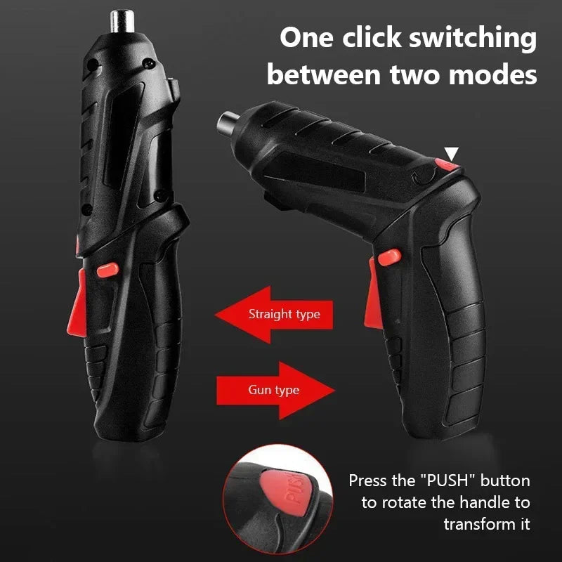 Portable Electric Screwdriver Cordless 2 in 1 Rotated 90