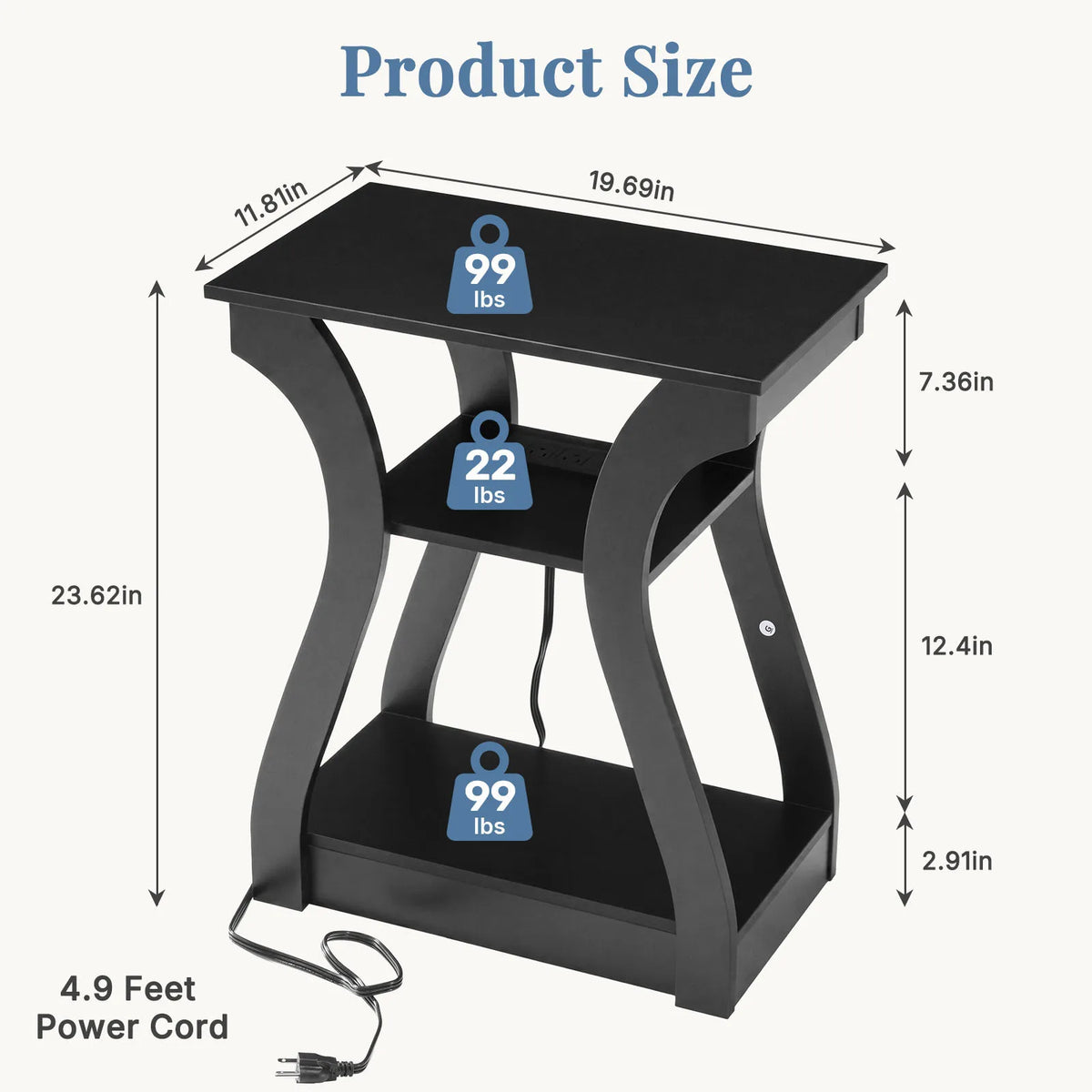 MCQ 2 Pack Living Room Cabinet with Charging Station