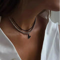 /set Y2K Bead Heart-Shaped Choker Necklaces Chain Jewellery Women