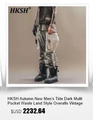 HKSH Spring Autumn New Outfit China-Chic Dark Ribbon Zipper Men Tide Dark Hooded Sweatshirt Original Punk Ins Cargo Pants HK0531