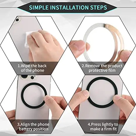 5Pcs Universal Magnetic Metal Plate Ring For Magsafe Wireless Charger Iron Sheet Sticker Magnet Car Phone Holder Accessories