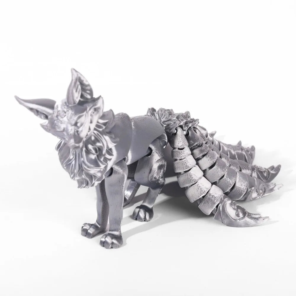 PLA 3D Printed Fox Model Multi-jointed Movable Fine-tailed Fox Doll Multicolor Articulated Animal Figurine Desktop Decoration