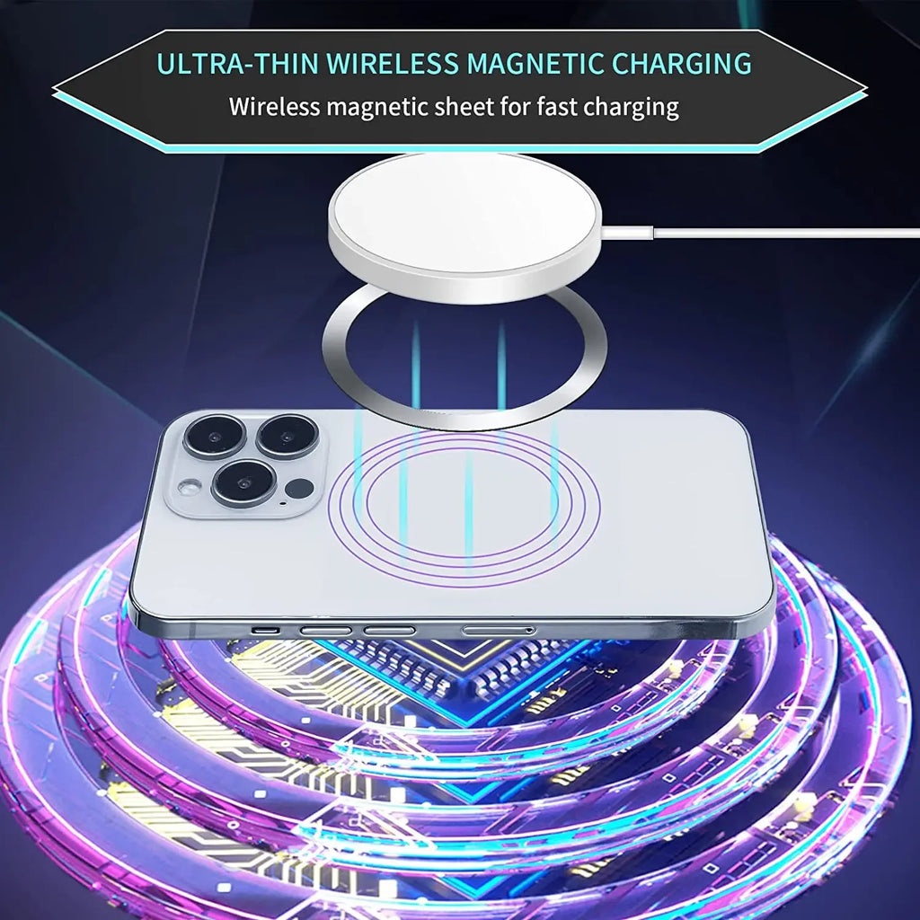 Magnetic Metal Plate Sticker Rings For Magsafe Wireless Charger Magnet Car Mobile Phone Holder Iron Sheet For iPhone 13 12 11