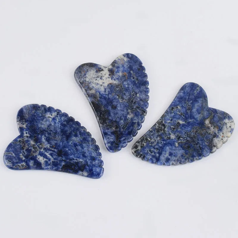 Blue stripes Face Massager Gua Sha Scraper Natural Jade Stone Skin Care Massager for Body Facial Neck Back Beauty Health Eye SPA