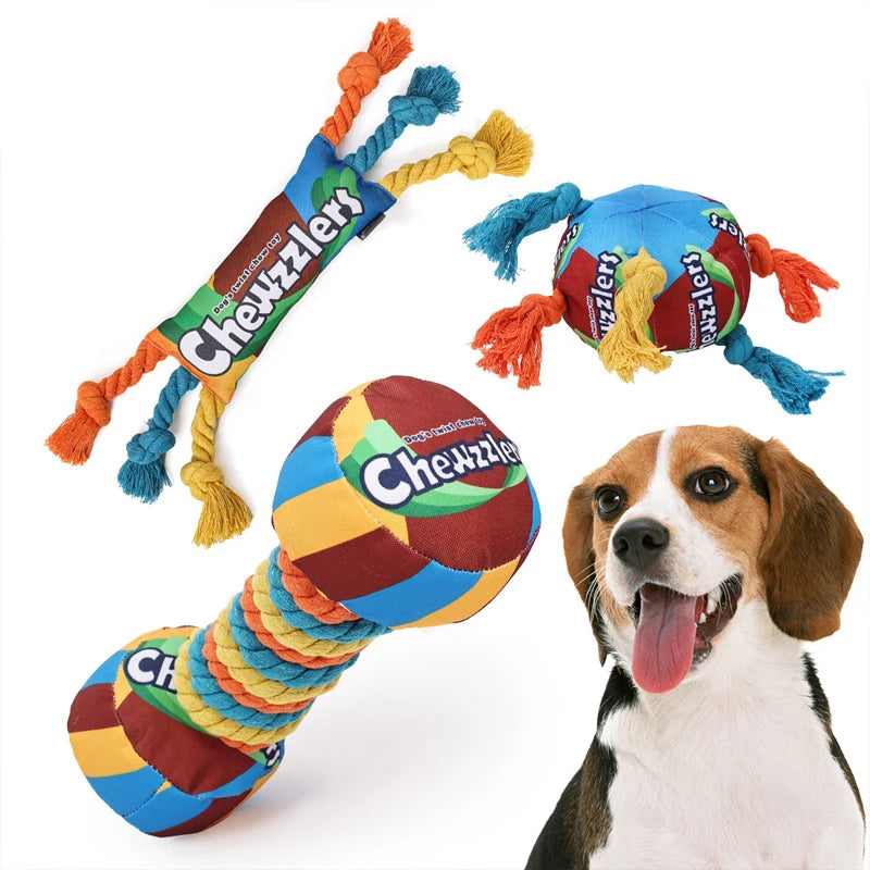 Pet Dog Rainbow Twist Candy Toy Dog Molar Teeth Resistant Bite Making Sound Pet Supplies candy for small, medium and large dogs