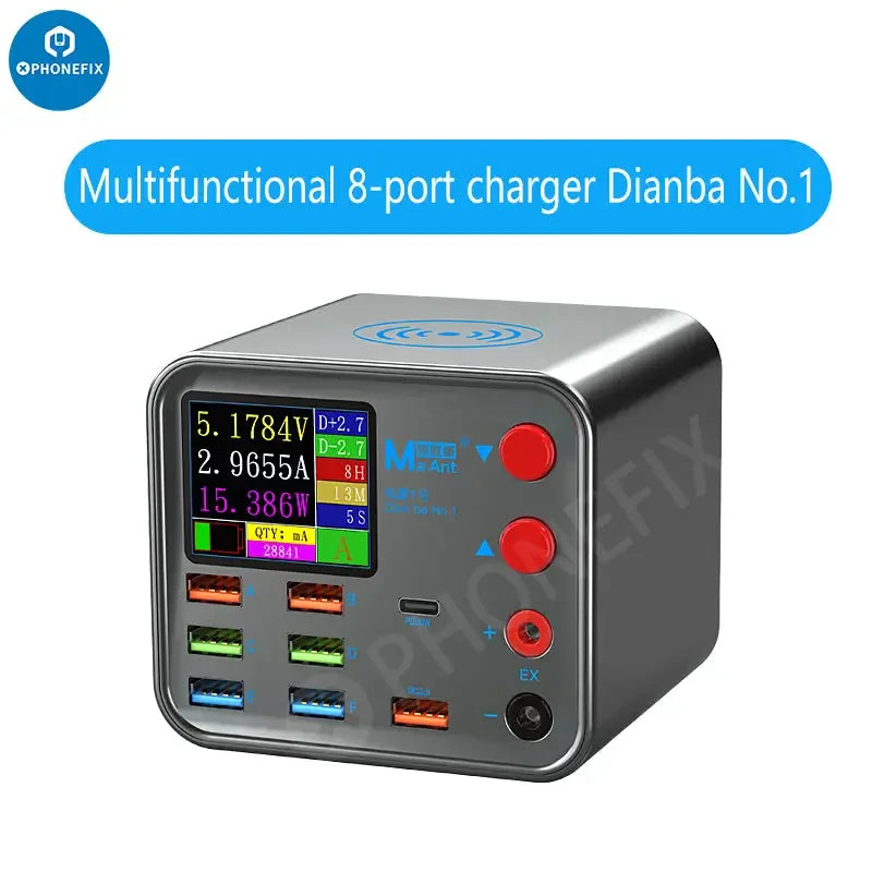 Multi-function Dianba NO.1 Pro 200W 20V 5A PD QC3.0 Fast Wireless Charger 8 Port USB Type C Mobile Phone Charger Desktop Hub