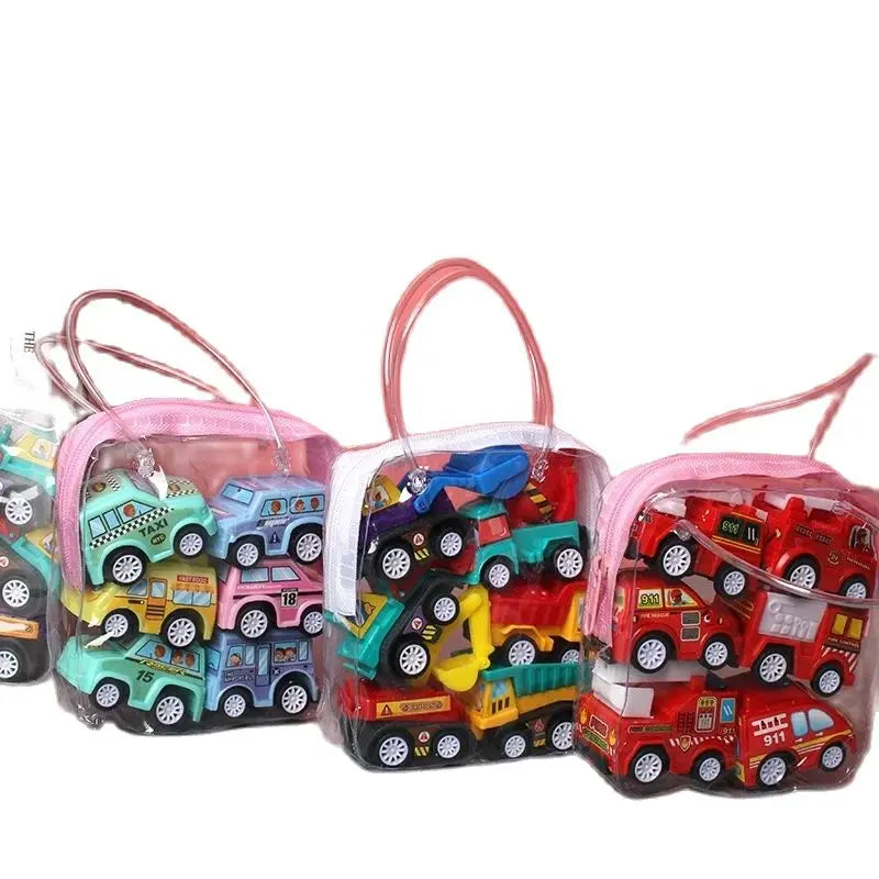 6pcs Car Model Toy Pull Back Car Toys Mobile Vehicle Fire Truck