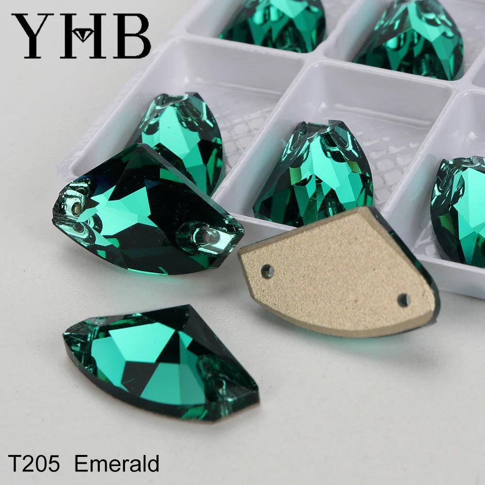 YHB Top Quality Galactic Axe Glass Crystal AB Moonlight Sewing Stones Flatback Sew on Rhinestones For Garment Clothes Bags