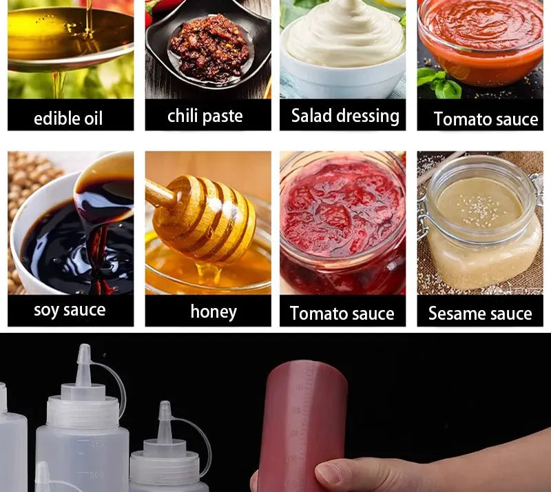 Large Squeeze  Condiment Squeeze Bottles Hot Sauces Olive Oil Bottles Ketchup Mustard Dispensers Kitchen Accessories Gadgets