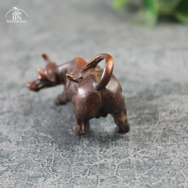 185g Wall Street Brass Bull Animals Statue Handmade Home Decor Ornaments Crafts Copper Miniatures Figurines Desk Decoration Gift